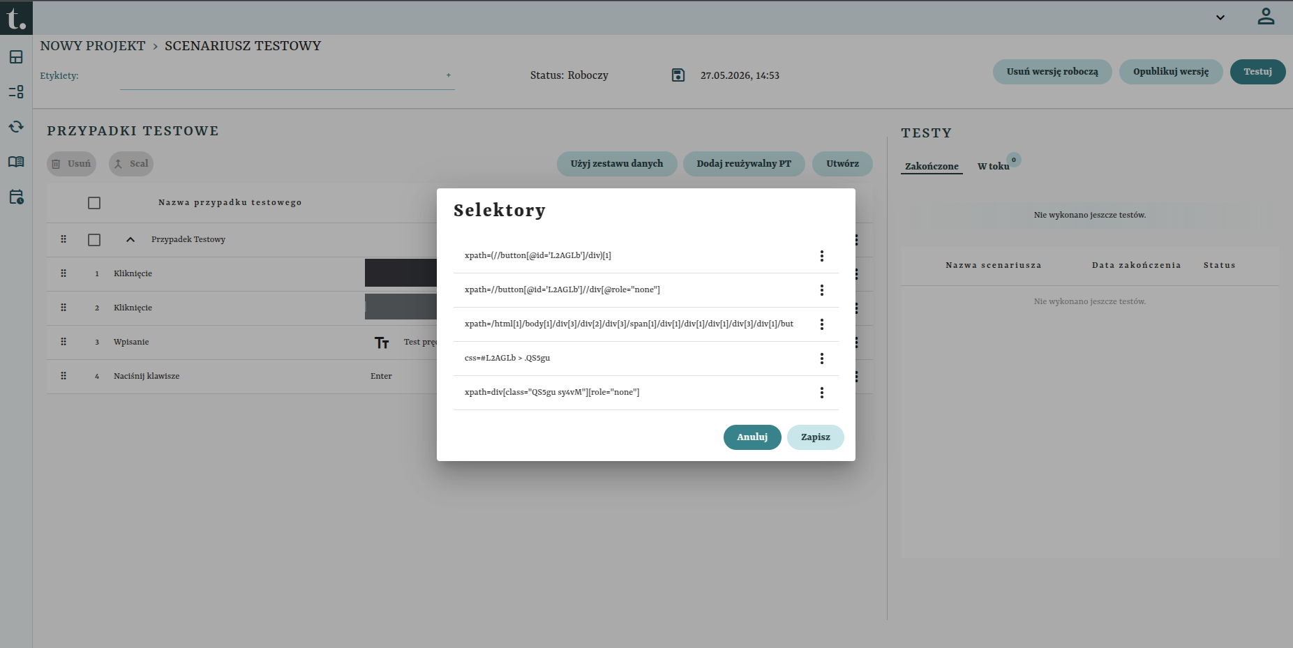 TestCaseSelectorView